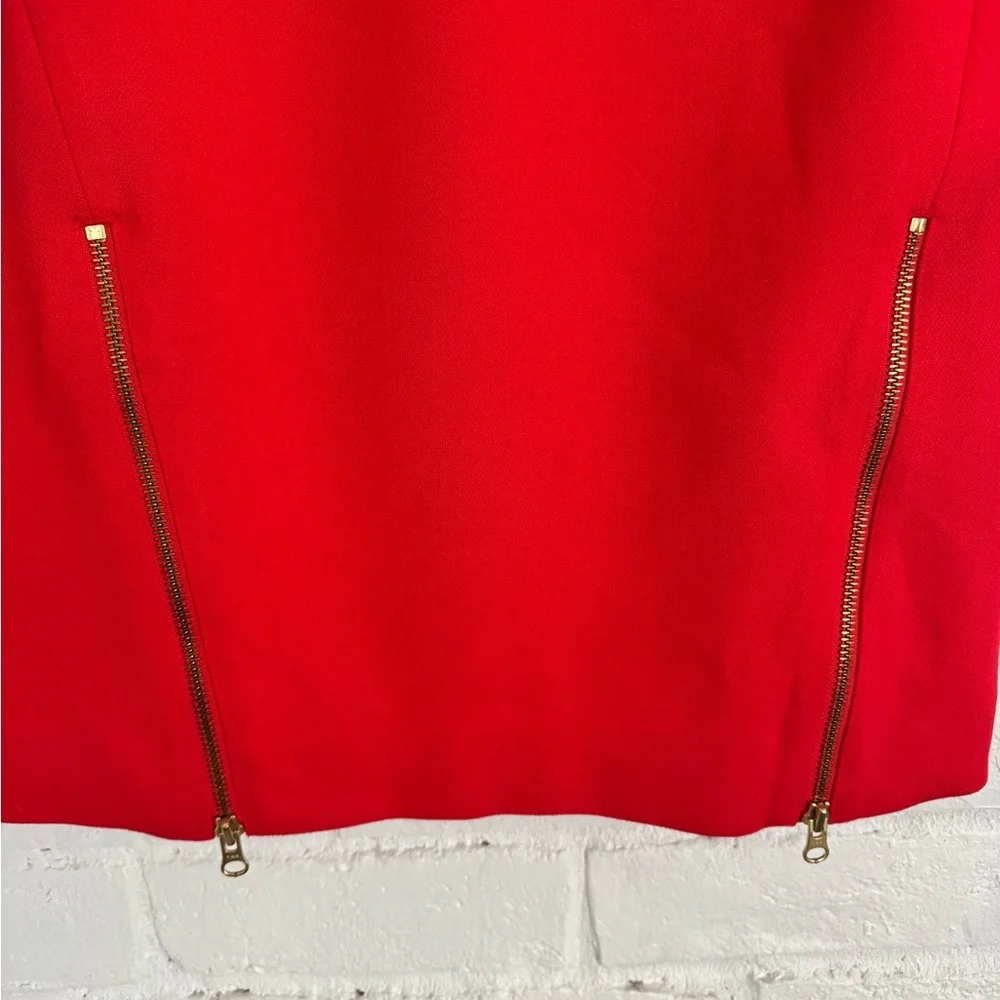 J.Crew Red Shift Dress Gold Zipper Detail Fully Lined Size 6 - Picture 4 of 5